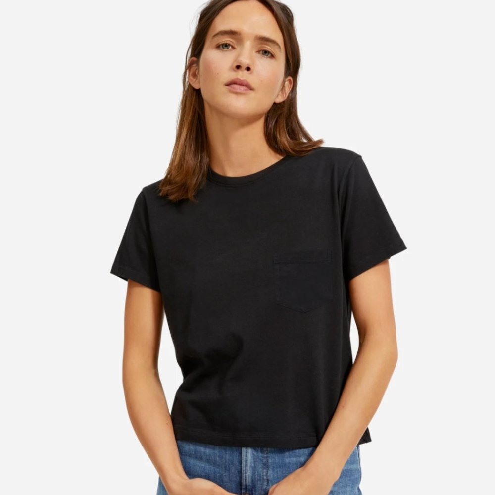 Everlane Box-Cut Pocket Tee, Black